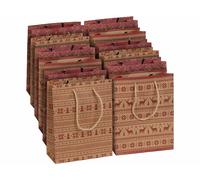 Infactory 12 sacs cadeaux en papier kraft avec motif de Noël 23 x 18 x 8 cm