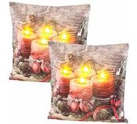 Infactory 2 coussins décoratifs à 4 LED avec motifs de l'Avent - 45 x 45 cm