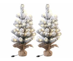Infactory 2 sapins de Noël USB artificiels enneigés 50 LED - 56 cm