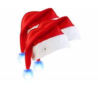 Infactory 3 bonnets de Père Noël à LED avec pompon lumineux couleur