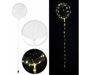 Infactory : Ballon transparent Ø env. 20 cm avec guirlande à 40 LED - Blanc chaud noir G