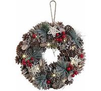 Infactory Couronne de Noël lumineuse - Ø 30 cm - Reflets rouges