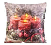 Infactory Coussin décoratif à 4 LED avec motifs de l'Avent - 45 x 45 cm
