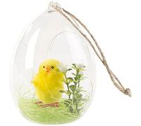 Infactory Décoration en verre à poser ou à suspendre avec poussin de Pâques