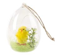 Infactory Décoration en verre à poser ou à suspendre avec poussin de Pâques