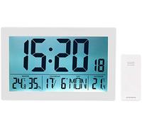 infactory Horloge Radio-pilotée XL avec Thermo-hygromètre et capteur extérieu...