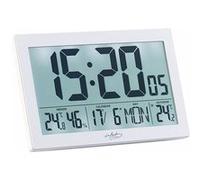 Infactory Horloge radio-pilotée XL avec thermo-hygromètre et capteur extérieur - Blanc