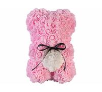 Infactory Ourson en roses artificielles avec boîte cadeau - coloris rose