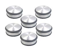Infactory Pack de 6 bloque-portes en acier inoxydable avec anneaux en caoutchouc - 46 mm