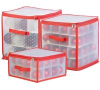 infactory Rangement de Noël : 3 boîtes de rangement pour 123 boules de Noël jusqu'à 10 cm, poignées de transport (boîte de rangement pour décorations de Noël, rangement de boules de Noël, boule)