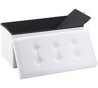 Infactory Siège pliable aspect cuir avec coffre de rangement 80 L - Blanc