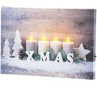 infactory Tableau Lumineux Bougies de Noël 30 x 20 cm