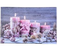 Infactory Tableau lumineux effet flamme "Bougies et rose"