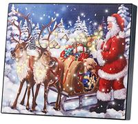 infactory Tableau lumineux - Père Noël et son traîneau - LED multicolore - 28 x 23 cm