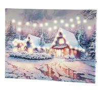 Infactory Tableau lumineux "Village sous la neige" 40 x 30 cm