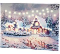 Infactory Tableau lumineux "Village sous la neige" 40 x 30 cm