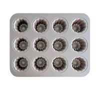 INFANGHUA Moule à canele en et acier au carbone, Moule à Cupcake antiadhésif à 12 cavités,Disponible pour muffins, gâteaux,Argenté