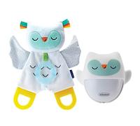 Infantino Coffret Doudou Lumineux et Veilleuse Murale Nomade Rechargeable Chouette, s'Alllume Automatiquement dans le Noir, 60 Heures d'Autonomie