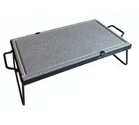 Inferramenta Grill en pierre naturelle ollaire de lave avec poignées et pieds de support pour barbecue, cuisson diététique, fabriqué en Italie 40x50x2 cm Telaio Colore Nero