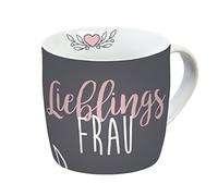 infinite by GEDA LABELS Madame Préférée Porcelaine Tasse, Porcelaine, Gris/Rose, 12,3 x 9 x 8,5 cm