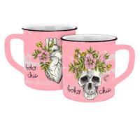 infinite by GEDA LABELS Tasse avec motif tête de mort bohème, aspect émail, 400 ml
