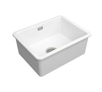 Infinitio 55,5x43x22 cm évier de cuisine simple à encastrer en céramique, avec trop-plein, sans siphon, blanc (SATSINK5543)