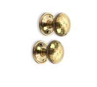Infinity Decor Paire de boutons de porte en laiton vieilli martelé à mortaise en forme de champignon 50 mm - Idéal pour l'intérieur et l'extérieur