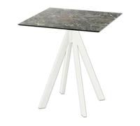 Infinity - Table de patio, structure blanche + plateau HPL effet marbre Galaxy, 70 x 70 cm, 1 pièce