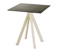 Infinity - Table de patio, structure couleur sable + plateau HPL effet marbre Midnight, 70 x 70 cm, 1 pièce