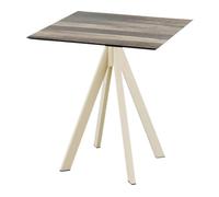 Infinity - Table de patio, structure couleur sable + plateau HPL imitation bois tropical, 70 x 70 cm, 1 pièce