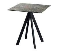 Infinity - Table de patio, structure noire + plateau HPL effet marbre Galaxy, 70 x 70 cm, 1 pièce