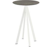 Infinity table haute piètement blanc + Midnight Marble HPL Ø70 cm