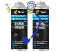 INfloo 2× Quick A/C - Substitut du R1234yf 185 g + Tuyau avec Manomètre + Gants - Gaz réfrigérant sans HFC - Recharge Climatisation Auto (dès 2017)