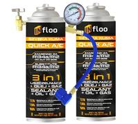 INfloo 2x Quick A/C 3-en-1 - Gaz R134a + Huile + Scellant + Tuyau avec Manomètre | Recharge clim auto | Gants | Remplaçant R134a