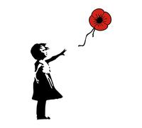 Influent UK UK Banksy Girl with Coquelicot Flower Souvenir Day - Lest we forget | Sticker mural en vinyle graffiti | Art urbain pour fenêtre, voiture, ordinateur portable (petit)