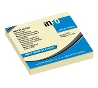 INFO NOTES Note repositionnable Power Notes, 75x75 mm, Jaune Noir