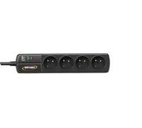 Infosec S4 Line II Multiprise avec 4 Prises FR/Protection Parafoudre Noir