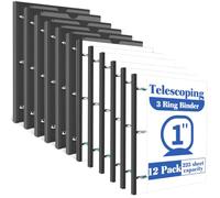 INFUN Lot de 12 classeurs télescopiques à 3 anneaux de 2,5 cm noir + blanc - Classeur flexible avec couverture avant personnalisable et poche transparente pour catalogue, classeurs de 2,5 cm à 3