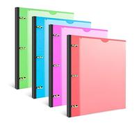 INFUN Lot de 4 classeurs télescopiques à 3 anneaux - Classeur rond flexible avec couverture avant personnalisable et poche de catalogue transparente, peut contenir du papier de 21,6 x 27,9 cm