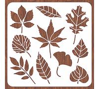 INFUNLY Pochoirs muraux pour plantes - Ensemble de feuilles d'automne - Pochoir mural réutilisable pour peinture sur bois, papier, toile, meubles et décoration d'intérieur - 30,5 x 30,5 cm