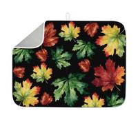INFUNLY Tapis de séchage à vaisselle en forme de feuille d'érable pour cuisine - Tapis égouttoir absorbant en microfibre - 45,7 x 61 cm - Lavable en machine pour la maison, le comptoir de café, bar