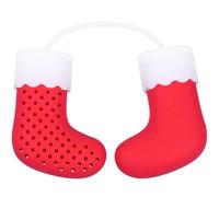 Infuseur à Thé Chaussette de Noël en Silicone Rouge, Filtre Créatif | Thé en Vrac, Léger et Portable, Usage Maison ou Bureau, Forme Chaussette Festive