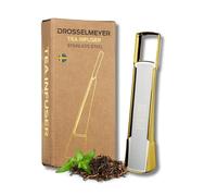 Infuseur à thé en Acier Inoxydable conçu et produit en Suède - Passoire à thé à manche Anti-goutte - Design élégant avec couvercle coulissant micro-perforé - Filtre à thé