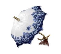 Infuseur à thé en porcelaine en forme de parapluie avec, D | chinois peint à la main et détails de franges artistiques pour les cérémonies du thé, avec des trous fins
