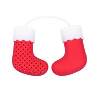 Infuseur à Thé Noël Chaussette en Silicone, Filtre Rouge Portable | Théière, Fête de Thé, Nettoyage Facile, Forme Chaussette de Noël, Accessoire Compact