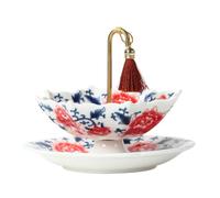Infuseur à thé parapluie en porcelaine avec base assortie | Passoire à thé parapluie en porcelaine à pores fins avec base assortie. Filtre en porcelaine fine pour infusion, décor