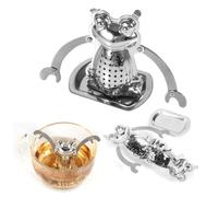 Infuseur De Thé, 7x6x2 CM Suspension À Double Bras Filtre À Thé En Acier Inoxydable À Trous Fins Filtre À Thé En Forme De Grenouille Filtre À Thé En Vrac Diffuseur Avec Plateau Pour Maison Et Bureau