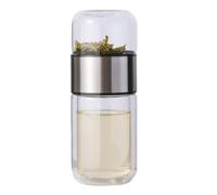 Infusifie Infuseur à thé en verre 280/350/420 ml Bouteille à thé isotherme double couche Séparation de l'eau et du thé Bouteille à thé Portable de voyage avec filtre en acier inoxydable