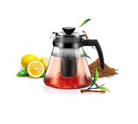 Infusion avec filtre en verre borosilicate - Théière résistante à la chaleur pour thé, tisanes et café, deux filtres diversifiés, lavable au lave-vaisselle, 1,7 l