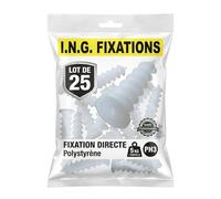 ING Fixations I.N.G. - 25 Chevilles pour fixation directe dans les isolants polystyrène D. 23 x 50 mm Embout PH3